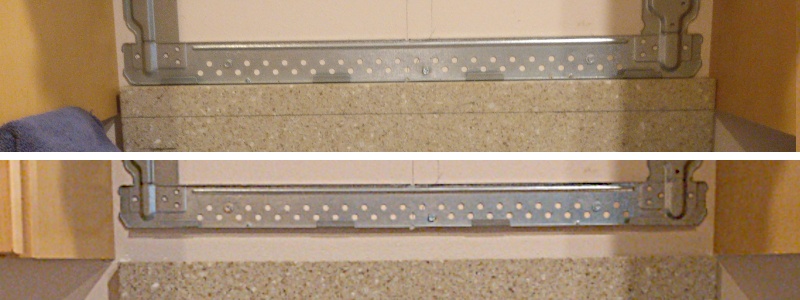 The customer purchased a new microvave that was taller than previous one. So the Corian backsplash needed to be cut for the microvave to fit.
